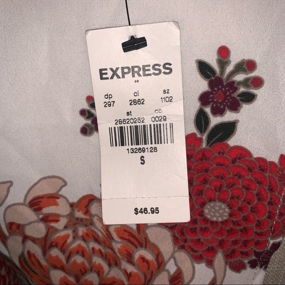 Express Floral Print Tie Back Crop Top Blouse - Picture 5 of 6
